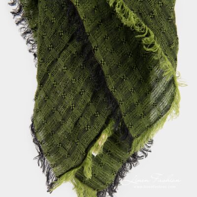 GALAXY Scarf green 8 GALAXY green 100% linen scarf with fringes