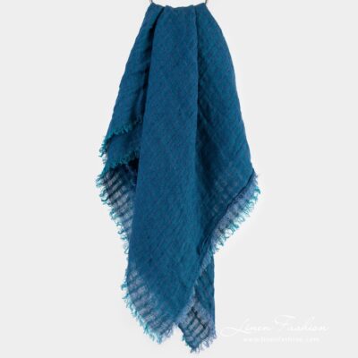 GALAXY Scarf blue 6 GALAXY blue linen scarf in openweave checks