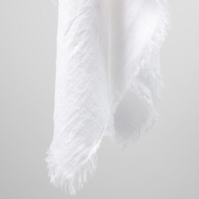 LOLITA Scarf optical white 7 white linen scarf, with fringes