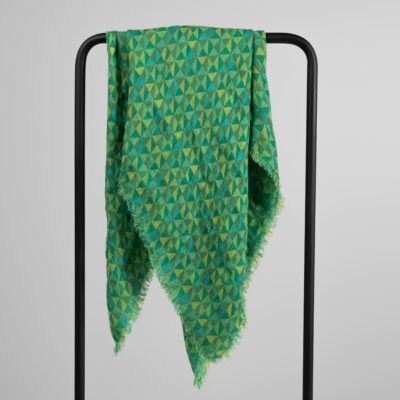 MOLI Scarf green 4 Green geometric pattern linen scarf