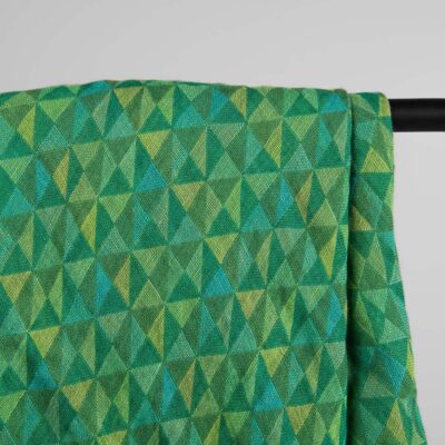 MOLI Scarf green 5 Green geometric pattern linen scarf, pure linen