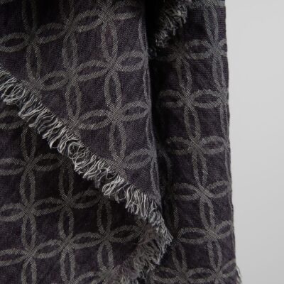 VIRGO Scarf violet 6 Violet black linen scarf, geometric pattern