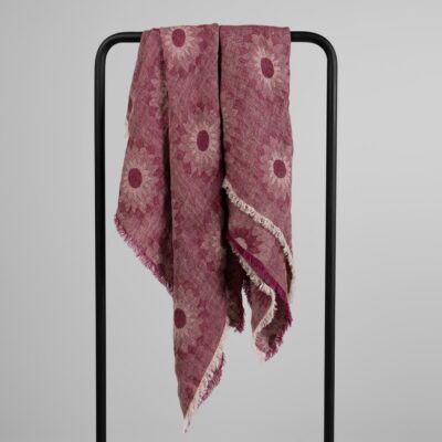 SUNA Scarf red 4 Floral red linen scarf