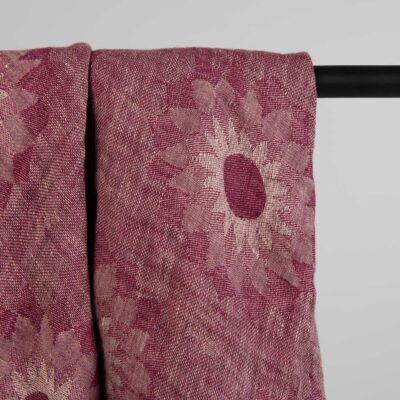 SUNA Scarf red 5 Floral red linen scarf, 100% linen