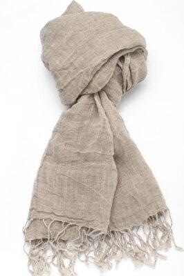 FINO Shawl natural linen with twisted fringes 3 FINO Shawl natural linen with twisted fringes