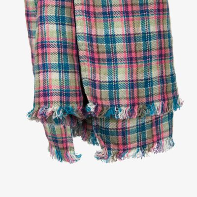 FORUM Shawl checked 6 FORUM multicolored checked linen shawl with fringes
