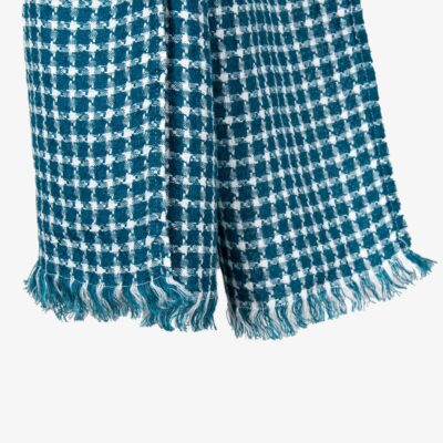 ULTRA ocean blue linen shawl with lose fringes