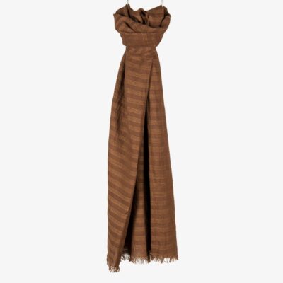 MEINO Shawl brown 5 MEINO striped brown linen shawl