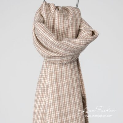 ARGO Shawl brownish 10 Linen wool shawl brown checks