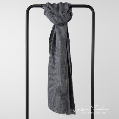DANDI Shawl black 5 striped black shawl in linen.