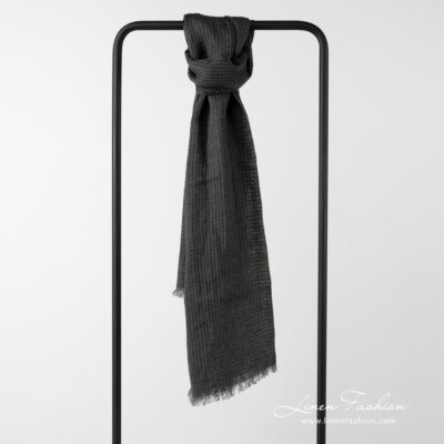 linen shawl grey checks, transparent, washed.