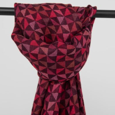 MOLI Shawl red 5 Red linen shawl geometric pattern