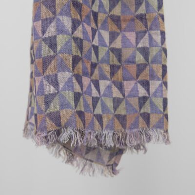 Violet linen shawl with fringe on ends