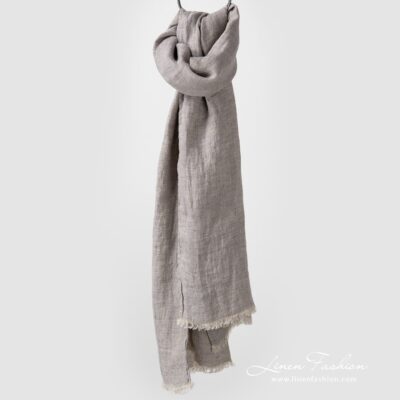 MEINO Shawl greyish 11 Greyish linen shawl in small checks