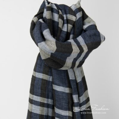 BUGA Shawl blue checked 4 BUGA blue checked shawl