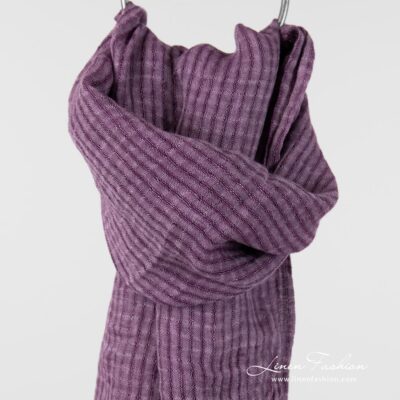MARE violet linen shawl in openweave checks