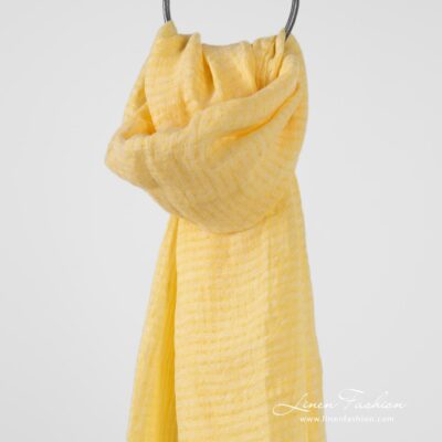 MARE yellow linen shawl in openweave checks