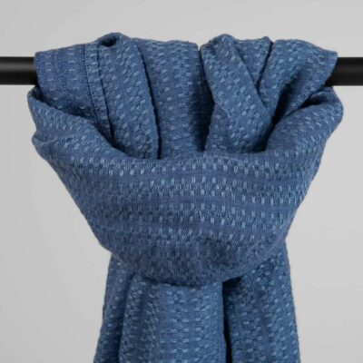 ULTRA Shawl blue 5 Washed linen blue shawl, small pattern