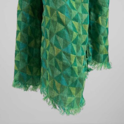 MOLI Shawl green 6 Washed linen green shawl, with fringe