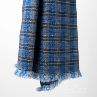 Linen wool shawl with fringes