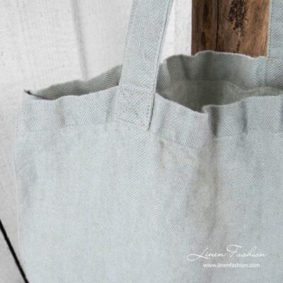 SALDO Tote bag greenish 5 100% linen tote bag with comfortable length handles