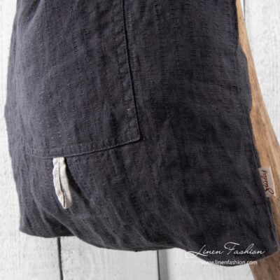 Dark grey colored linen tote bag, saga.