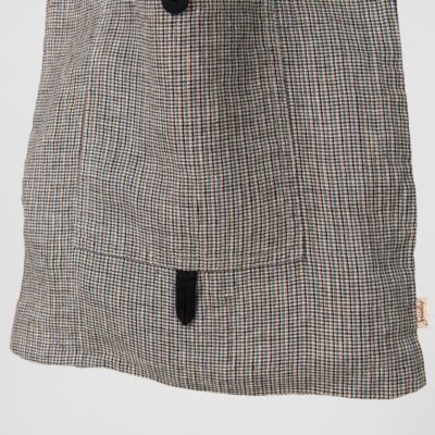 Multicolour checked linen tote bag with pocket in front