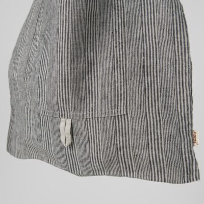 SAGA Tote bag grey striped 7 Grey striped linen tote bag with front pocket