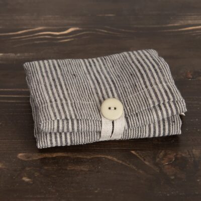 SAGA Tote bag grey striped 8 Grey striped linen tote bag folded up