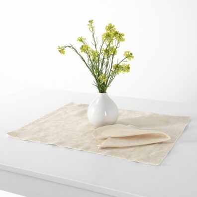 Cream linen cotton placemat, floral pattern