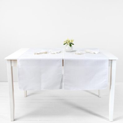 White linen cotton table runner, twill weave