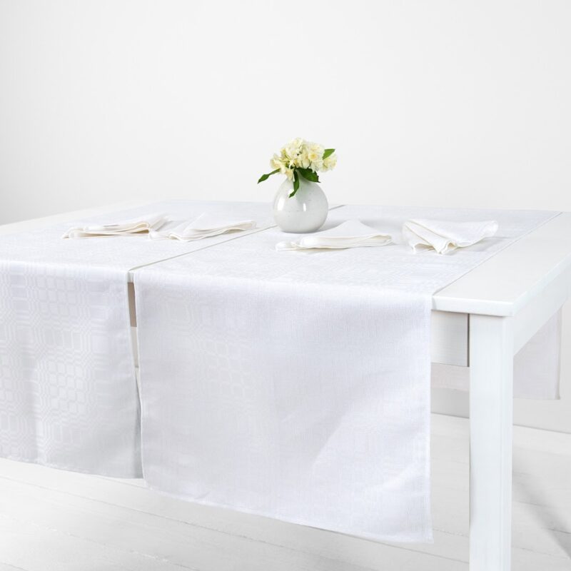 White linen cotton table runner