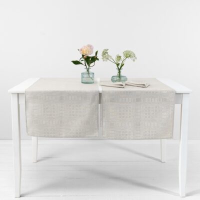 CAMPO Table runner beige 5 Beige linen cotton table runner, simple hem