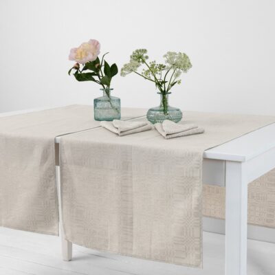 CAMPO Table runner beige 4 Beige linen cotton table runner