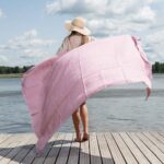 KORFU Beach towel lilac checked