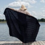 ISLA Beach towel black blue striped