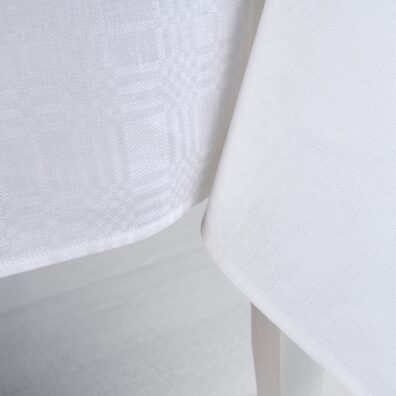 White linen cotton tablecloth, twill weave