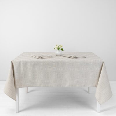 CAMPO Tablecloth beige 6 Beige checked linen cotton tablecloth
