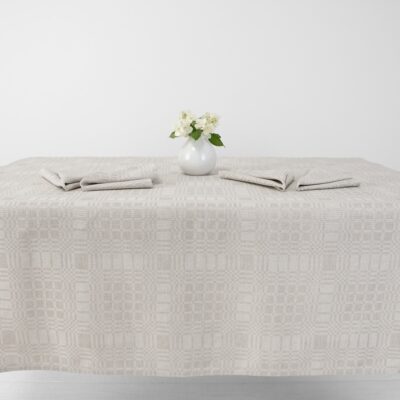 CAMPO Tablecloth beige 7 Beige checked linen cotton tablecloth, multiple sizes