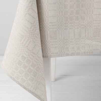 CAMPO Tablecloth beige 10 Beige checked linen cotton tablecloth, simple hem