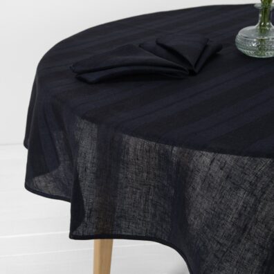 round/oval black-blue tablecloth, black piping