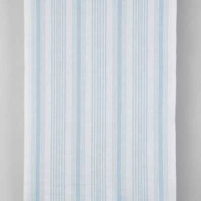 Narrow linen cotton fabric white with light blue stripes