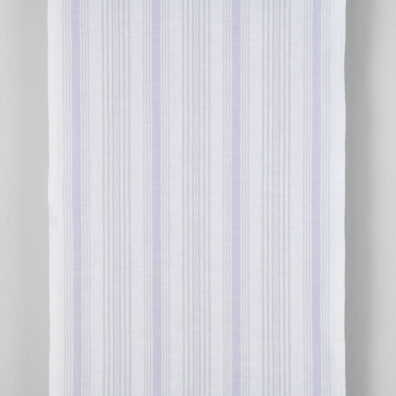 Narrow linen cotton fabric white with light violet stripes
