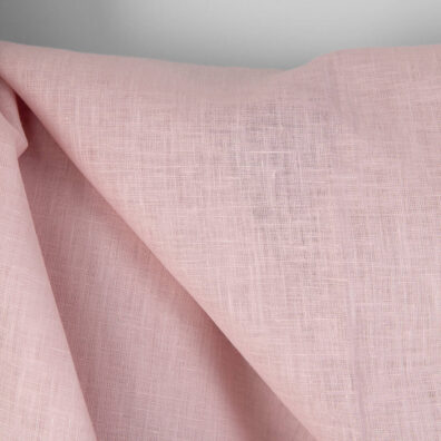 Linen fabric plain pastel pink, medium weight