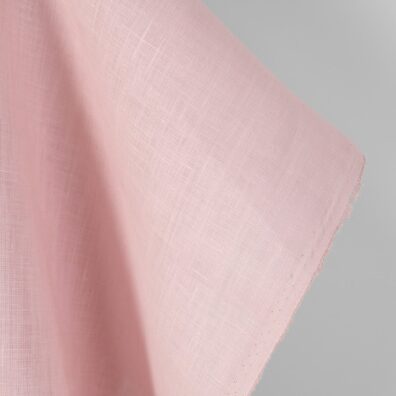 Linen fabric plain pastel pink, pure linen