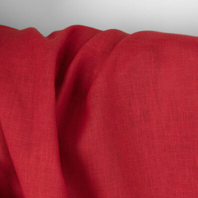 Linen fabric plain vibrant red, medium weight
