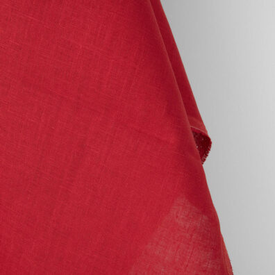 Linen fabric plain vibrant red, pure linen