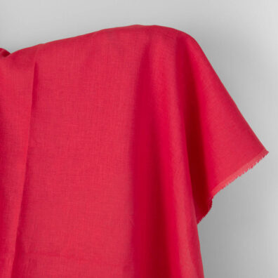 Linen fabric plain vibrant pink-red