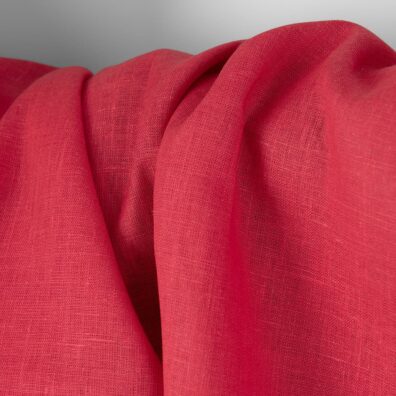 Linen fabric plain vibrant pink-red, medium weight