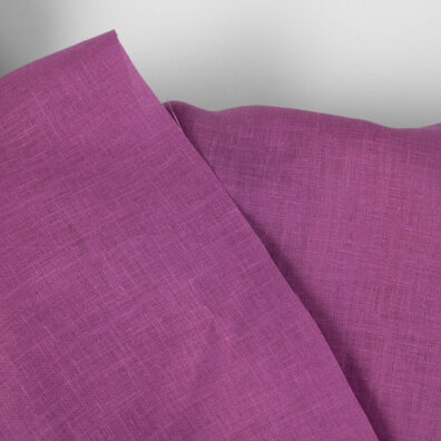 Linen fabric plain deep cyclamen pink, pure linen